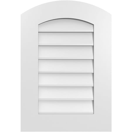 Ekena Millwork Arch Top Surface Mount PVC Gable Vent: Functional, w/ 3-1/2"W x 1"P Standard Frame, 18"W x 26"H GVPAR18X2601SF